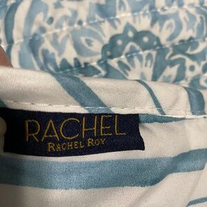 RACHEL Rachel Roy Blue Floral Design Tie up at back Pillow Shams